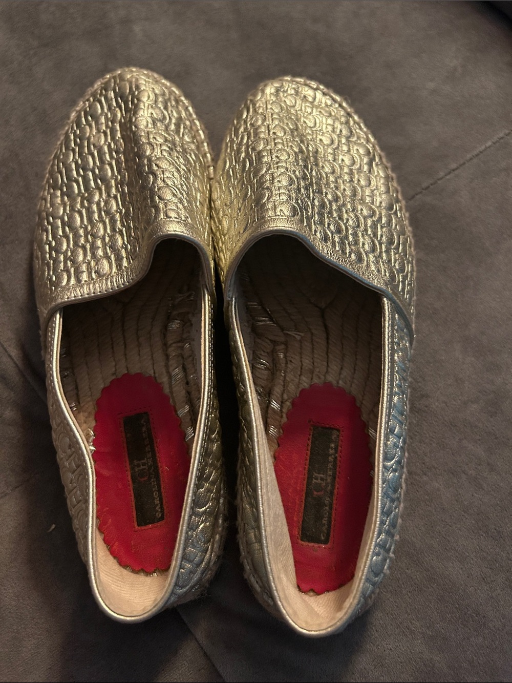 Chico’s Gold Textured Slip-On Flats